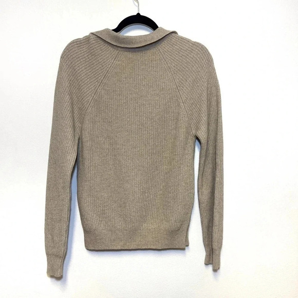 NWOT Nanushka Bambi Beige Wool Polo Sweater - Wool Cashmere Blend V-Neck - Picture 4 of 5